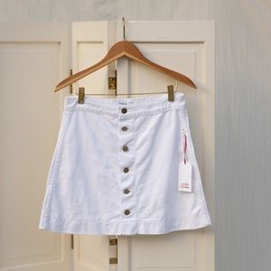 American Apparel White Denim Button Front A-line Mini Skirt